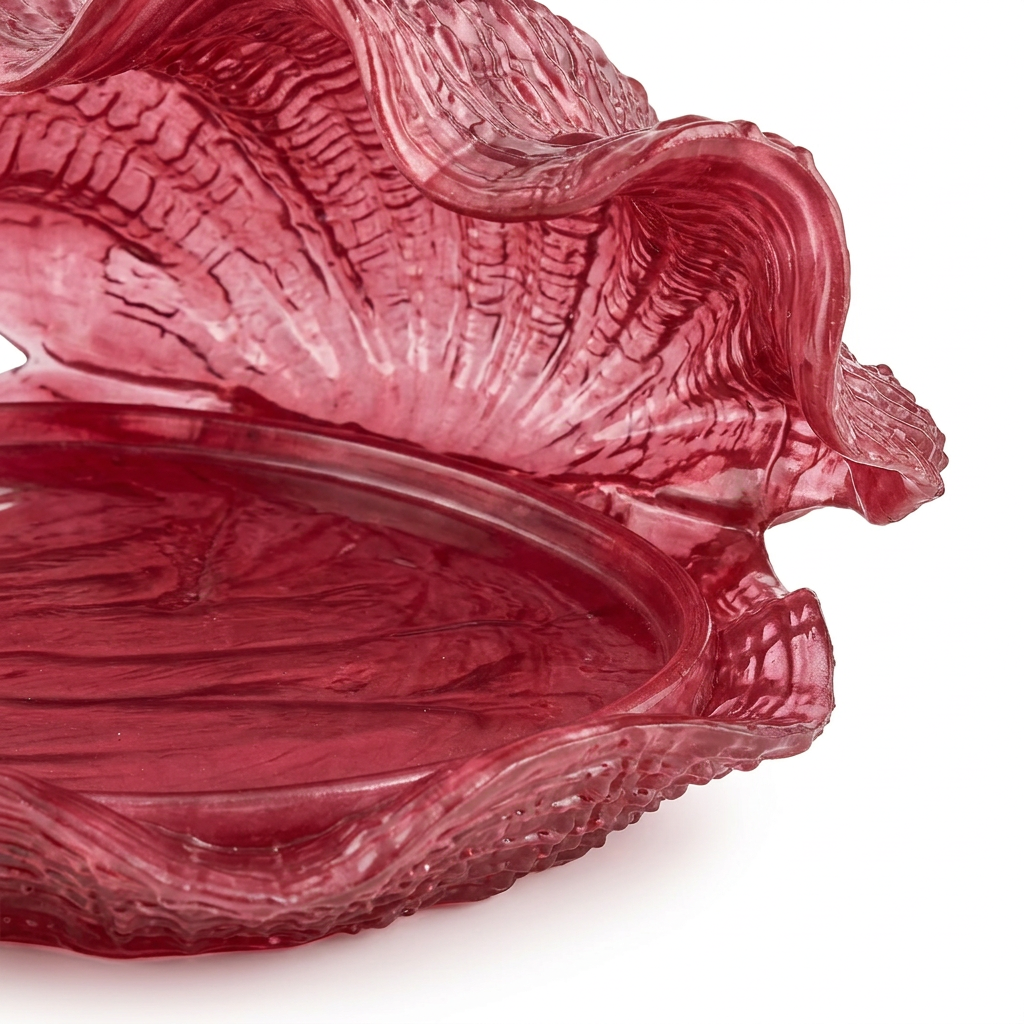 Resin Shell-Shaped Decorative Tray Burgundy - 33×25cm