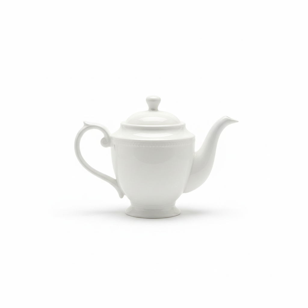 White Ceramic Tea Kettle with Lid -  1000ml