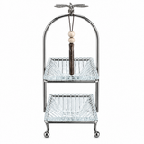 2-Tier Glass Candy Bowl with Silver-Tone Metal Stand - 12×33cm