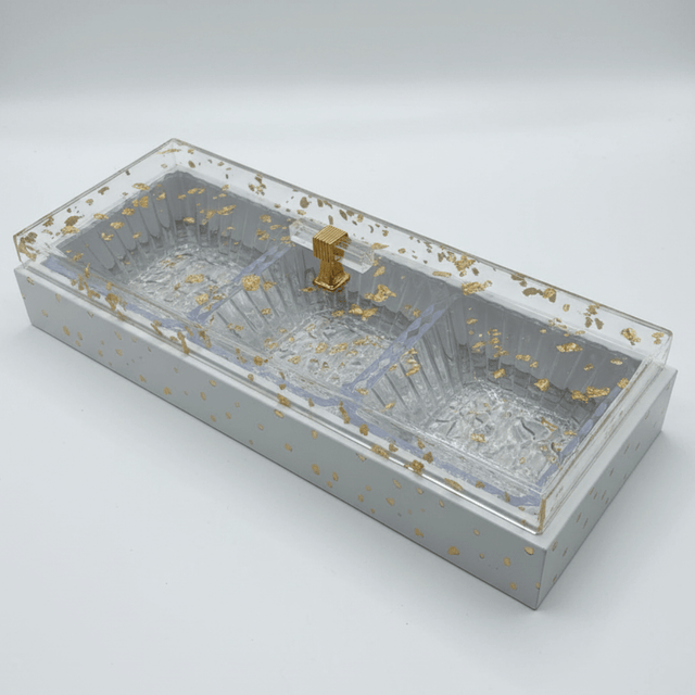 3 - Piece Crystal Acrylic Candy Bowl Set | White Wooden Tray & Gold Flake Lid | 36×13 cm - Al Kabayel Discount Centre3 - Piece Crystal Acrylic Candy Bowl Set | White Wooden Tray & Gold Flake Lid | 36×13 cmJars & Food SaversAKDCAl Kabayel Discount Centre