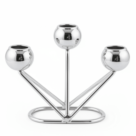 3 - Way Silver Metal Candle Holder | Globe Cup Candelabra | 10×14cm - Al Kabayel Discount Centre3 - Way Silver Metal Candle Holder | Globe Cup Candelabra | 10×14cmHome Décor AccentsAKDCAl Kabayel Discount Centre