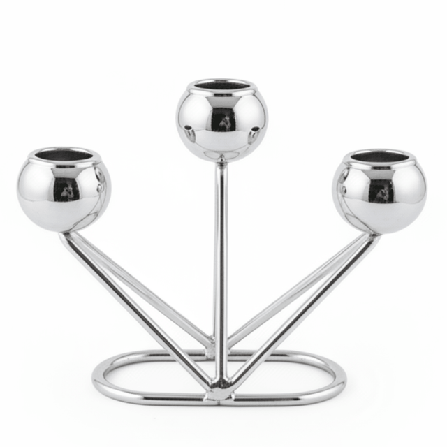 3 - Way Silver Metal Candle Holder | Globe Cup Candelabra | 10×14cm - Al Kabayel Discount Centre3 - Way Silver Metal Candle Holder | Globe Cup Candelabra | 10×14cmHome Décor AccentsAKDCAl Kabayel Discount Centre