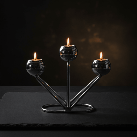 3 - Way Silver Metal Candle Holder | Globe Cup Candelabra | 10×14cm - Al Kabayel Discount Centre3 - Way Silver Metal Candle Holder | Globe Cup Candelabra | 10×14cmHome Décor AccentsAKDCAl Kabayel Discount Centre