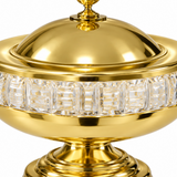 Metal and Glass Footed Candy Bowl with Lid Gold - 28×18cm