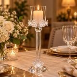 Crystal Candle Holder with Floral Details - 28×6cm