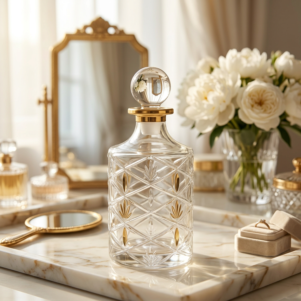 Glass Perfume Bottle with Gold Accents - 300ml