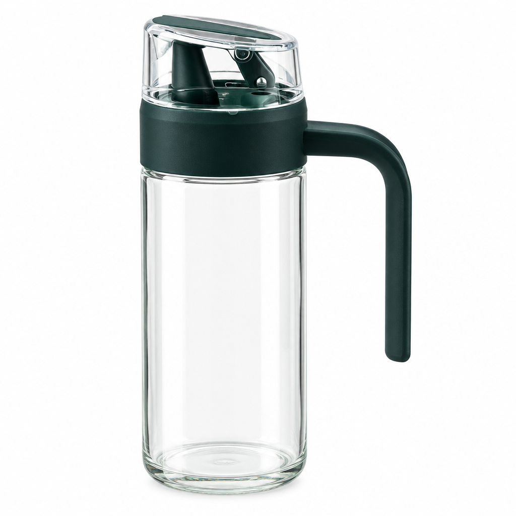 Glass Oil Pot with Handle Dark Green - 500ml