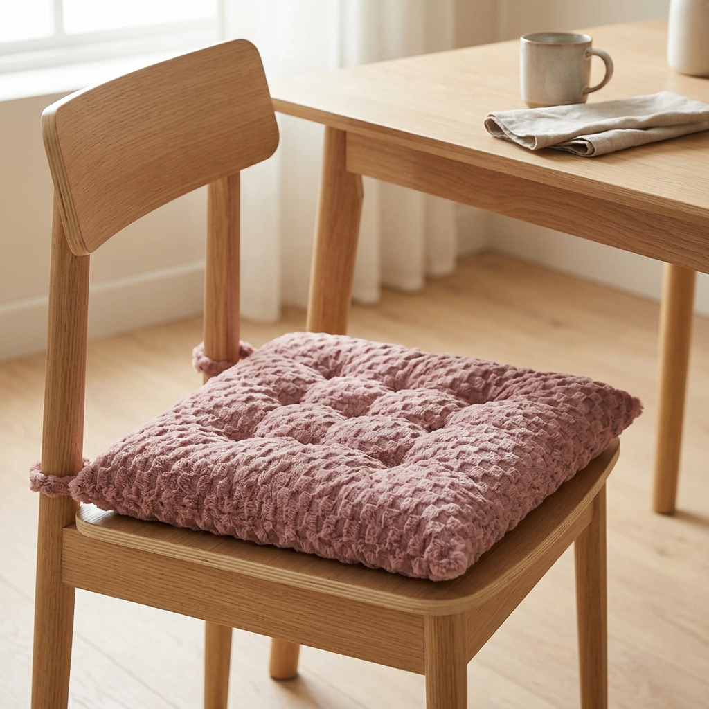 Textured Square Chair Cushion Dusty Rose – 38×38cm