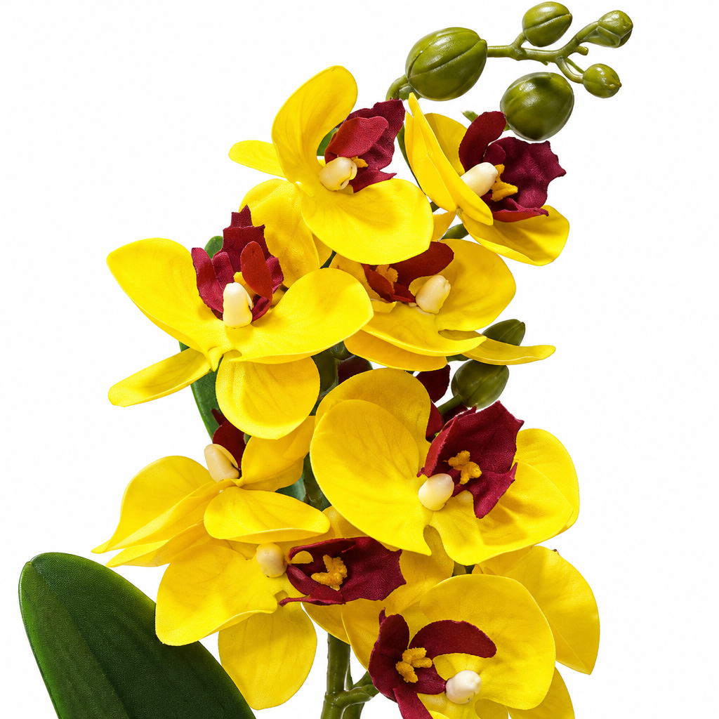 Artificial Orchid Flower Plant with Ceramic Pot Yellow – 40cm