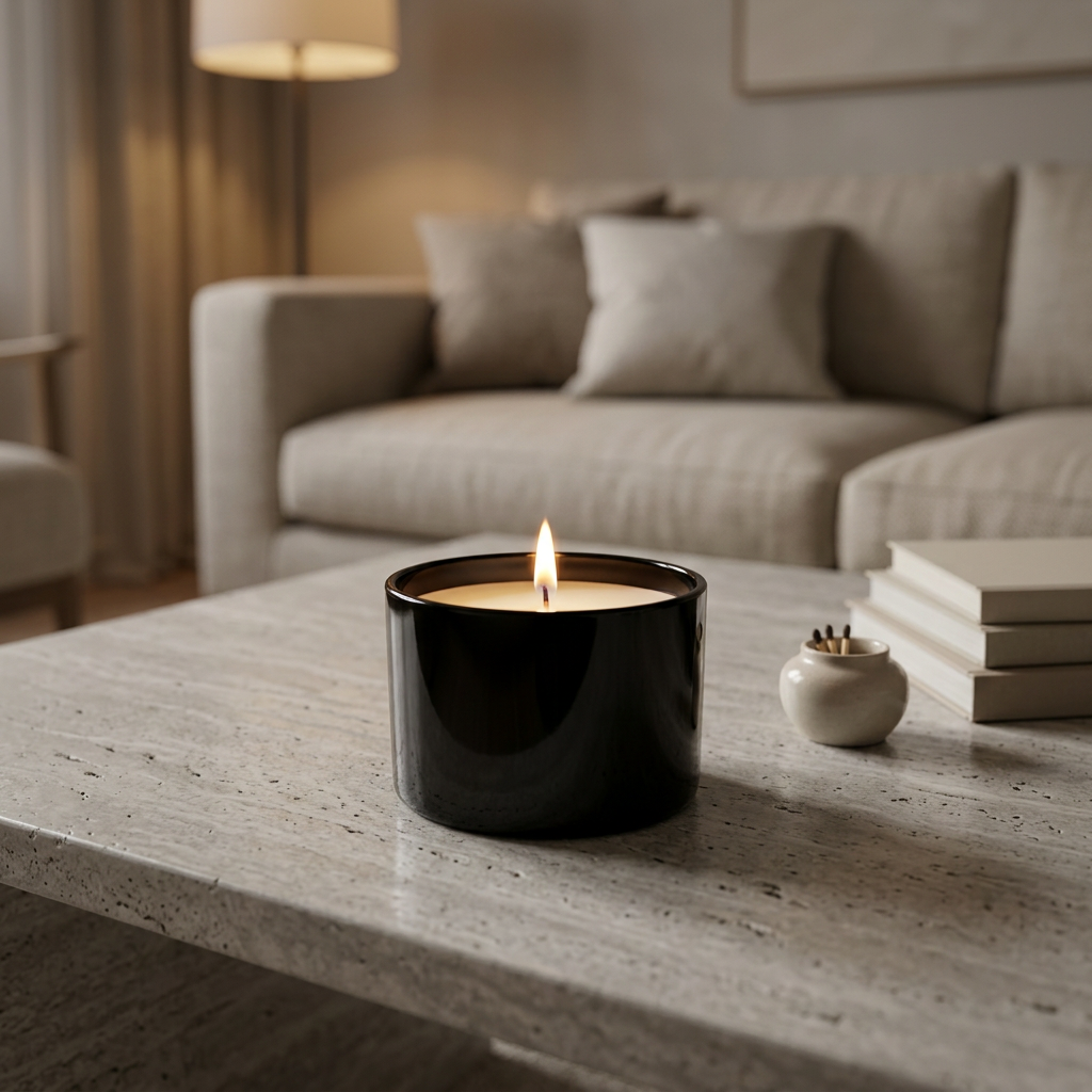 Scented Candle in Glass Jar Black – 9cm