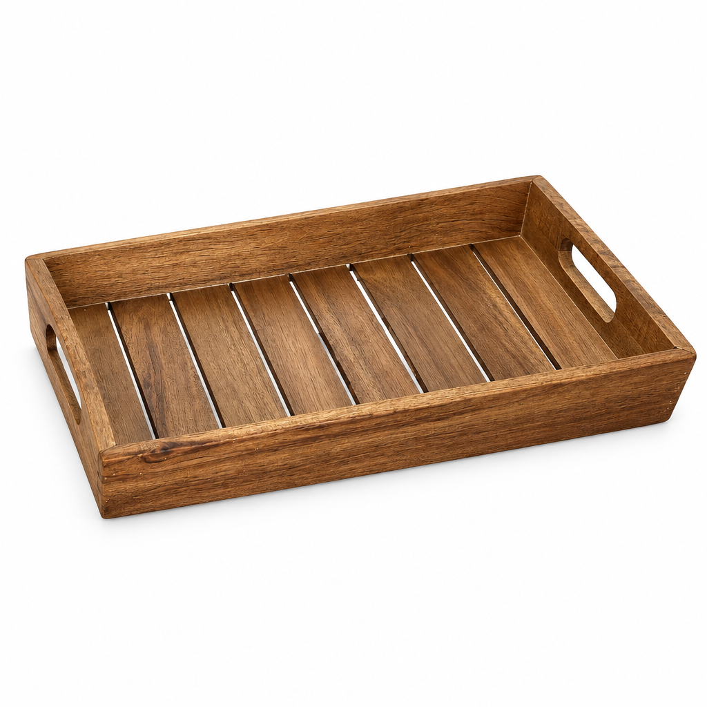 Luhpar Rectangular Wooden Serving Tray with Cutout Handles - 45×30cm