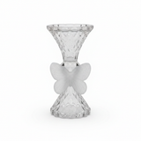 Clear Glass Incense Burner with White Butterfly Accent - 18 cm