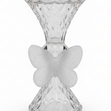 Clear Glass Incense Burner with White Butterfly Accent - 18 cm