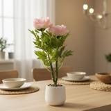 Artificial Flower Plant Light Pink with White Plastic Pot - 40cm