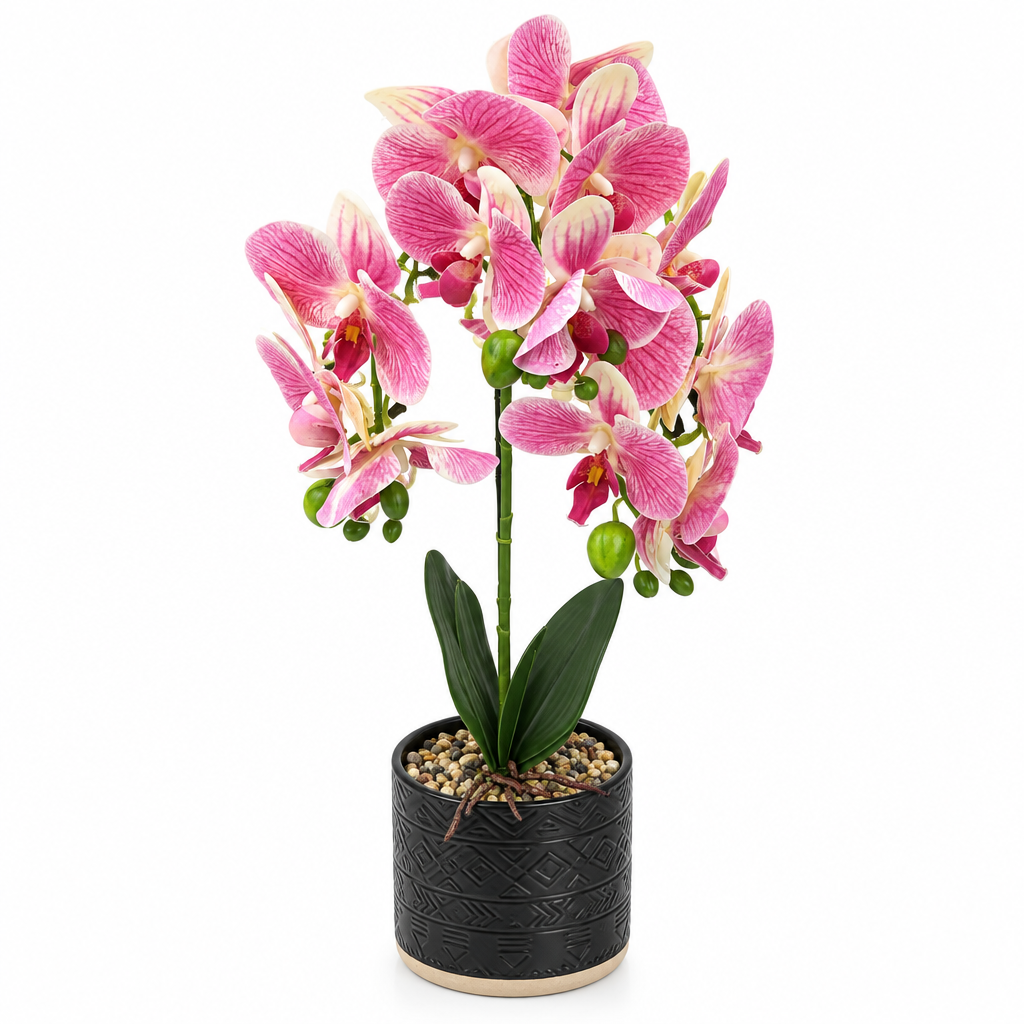 Artificial Orchid Flower Plant with Ceramic Pot Pink - 45cm