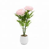Artificial Flower Plant Light Pink with White Plastic Pot - 40cm