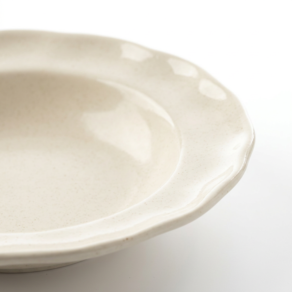 Ceramic Soup Plate with Scalloped Rim – 23cm