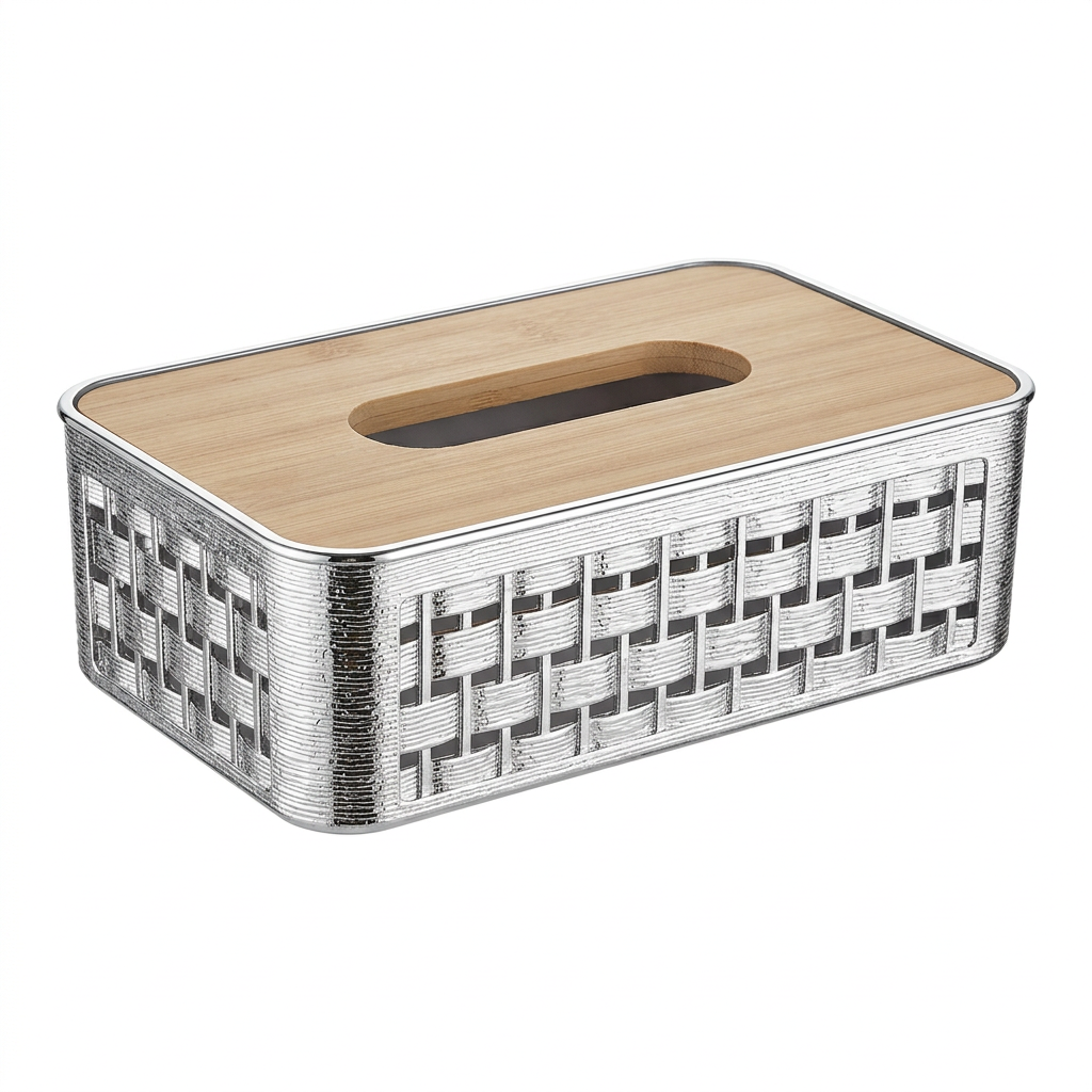 Plastic and Wooden Tissue Box - 22×14cm