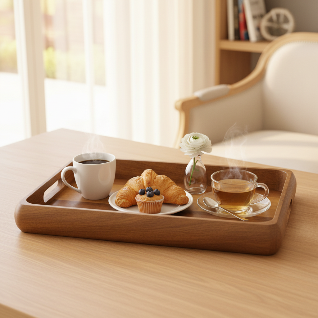 Luhpar Rectangle Wooden Serving Tray - 38×25cm