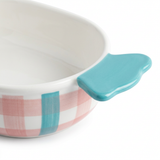 Ceramic Serving Dish with Handles Pink & Turquoise - 18×12cm