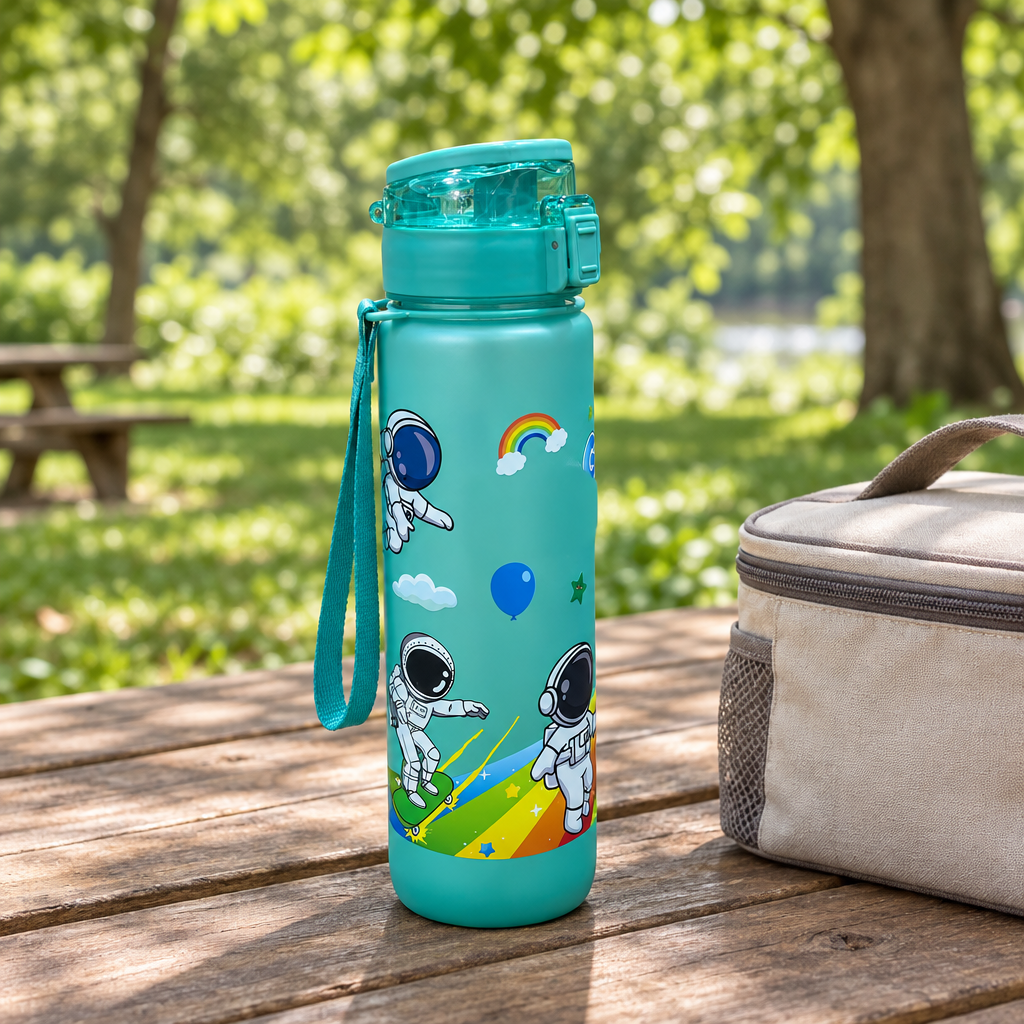 Space Print Plastic Water Bottle Teal - 1 Litre