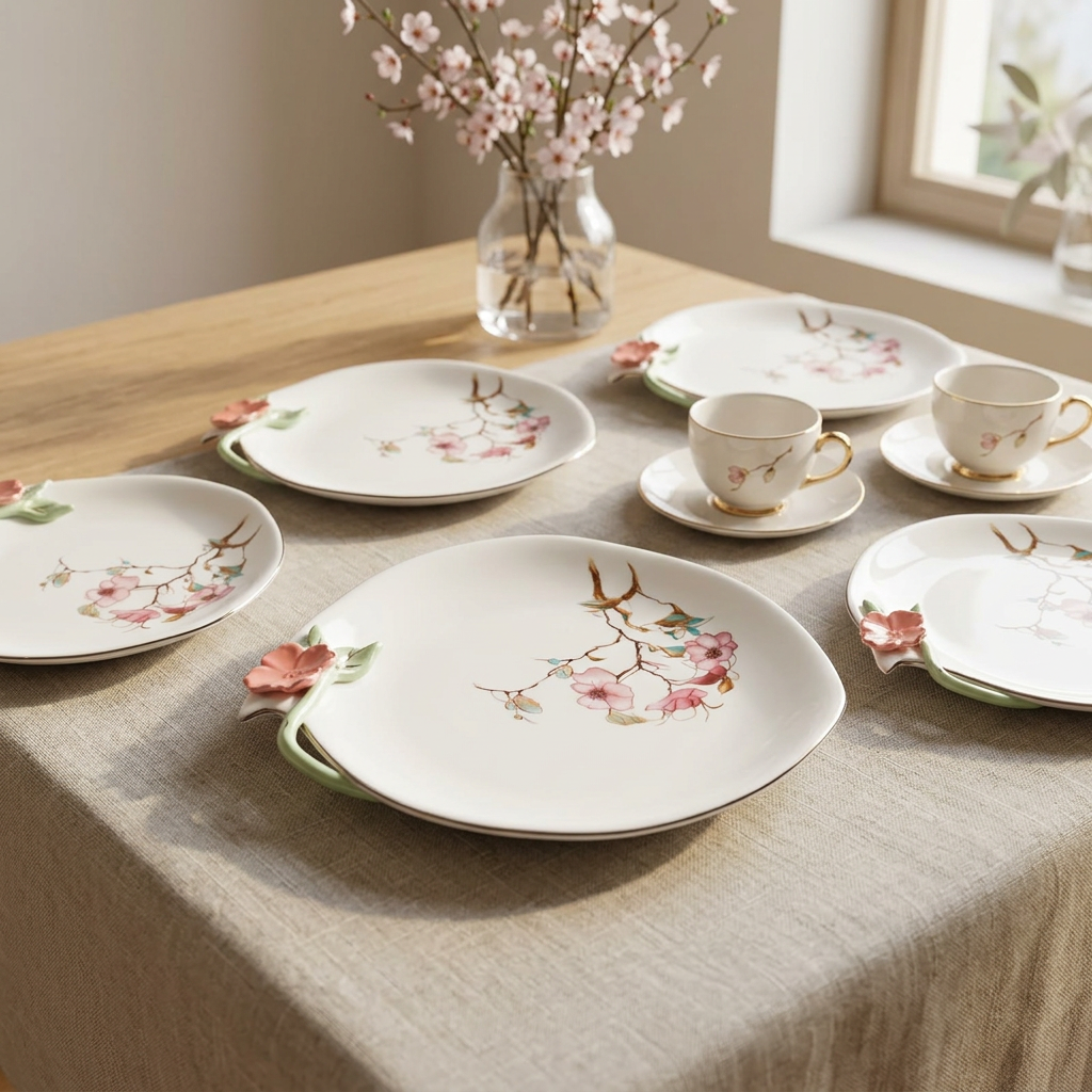 Angela Ceramic Plate Set 5 Piece Set - 20×18cm