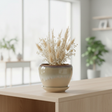Ceramic Vase with Base Taupe Beige - 10×12cm