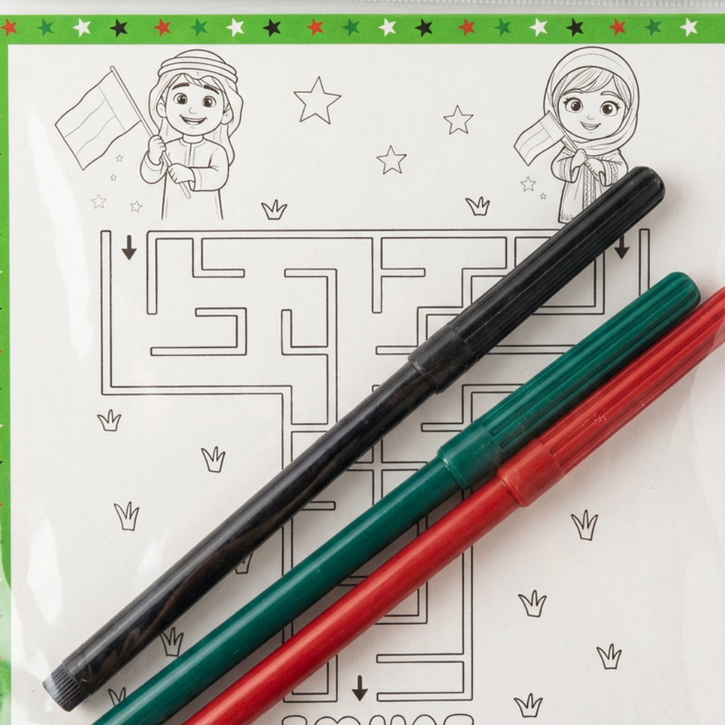 UAE National Day Colouring Book with 3 Sketch Pens - 15cm