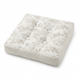 Square Floral Button-Tufted Seat Cushion Ivory & Beige - 40×40cm