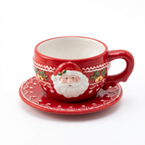Ceramic Christmas Santa Cup and Saucer Set - 350ml