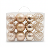 Plastic Christmas Décor Balls 24 Piece Set Champagne gold - 8cm