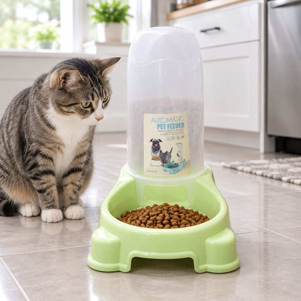 Plastic Pet Food Feeder Green - 25×25cm