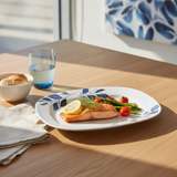Henlee White & Blue Melamine Oval Plate - 12 Inch