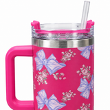 Stainless Steel Water Bottle with Straw & Handle Pink - 1 Litre