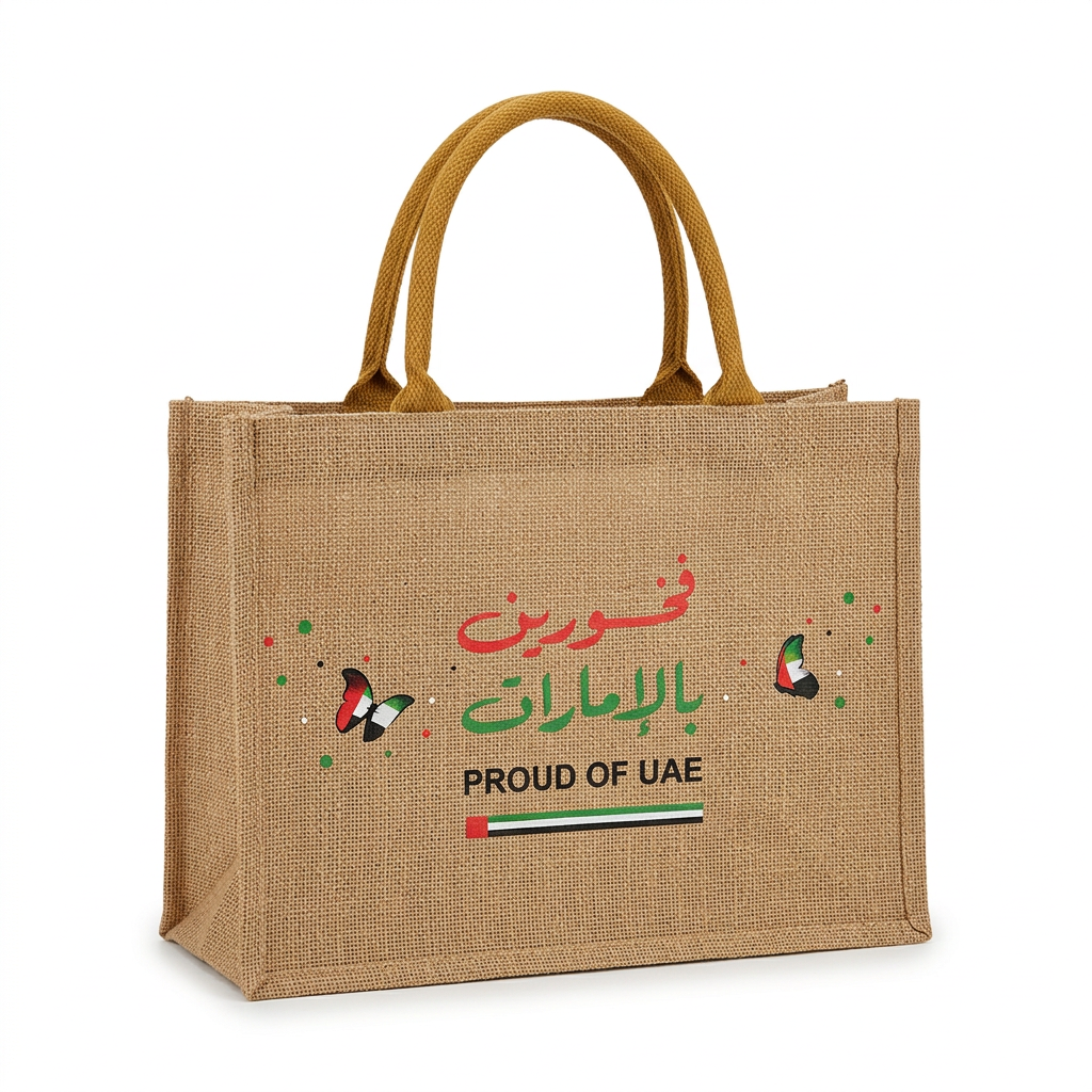 UAE-Inspired Arabic Calligraphy Jute Tote Bag - 30×40cm