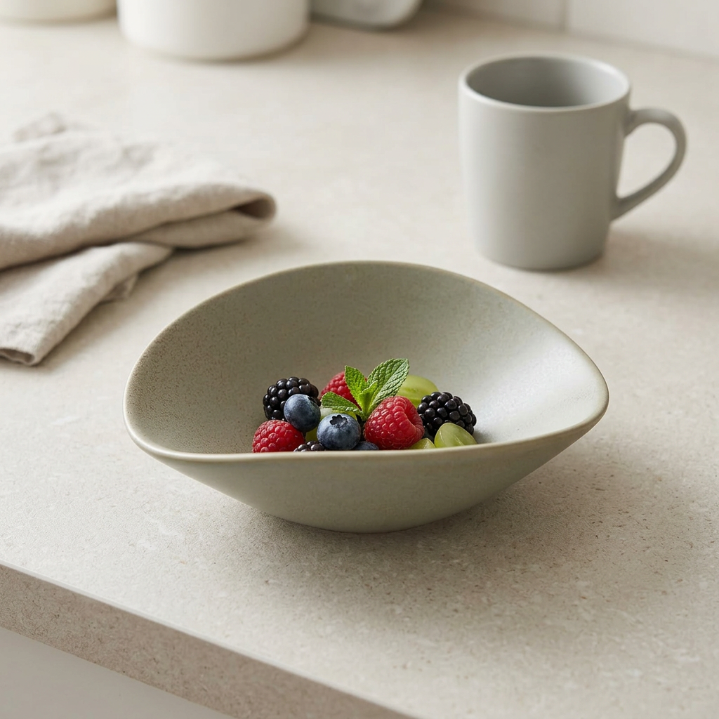 Ceramic Bowl with Rounded Triangular Design – 21×19cm
