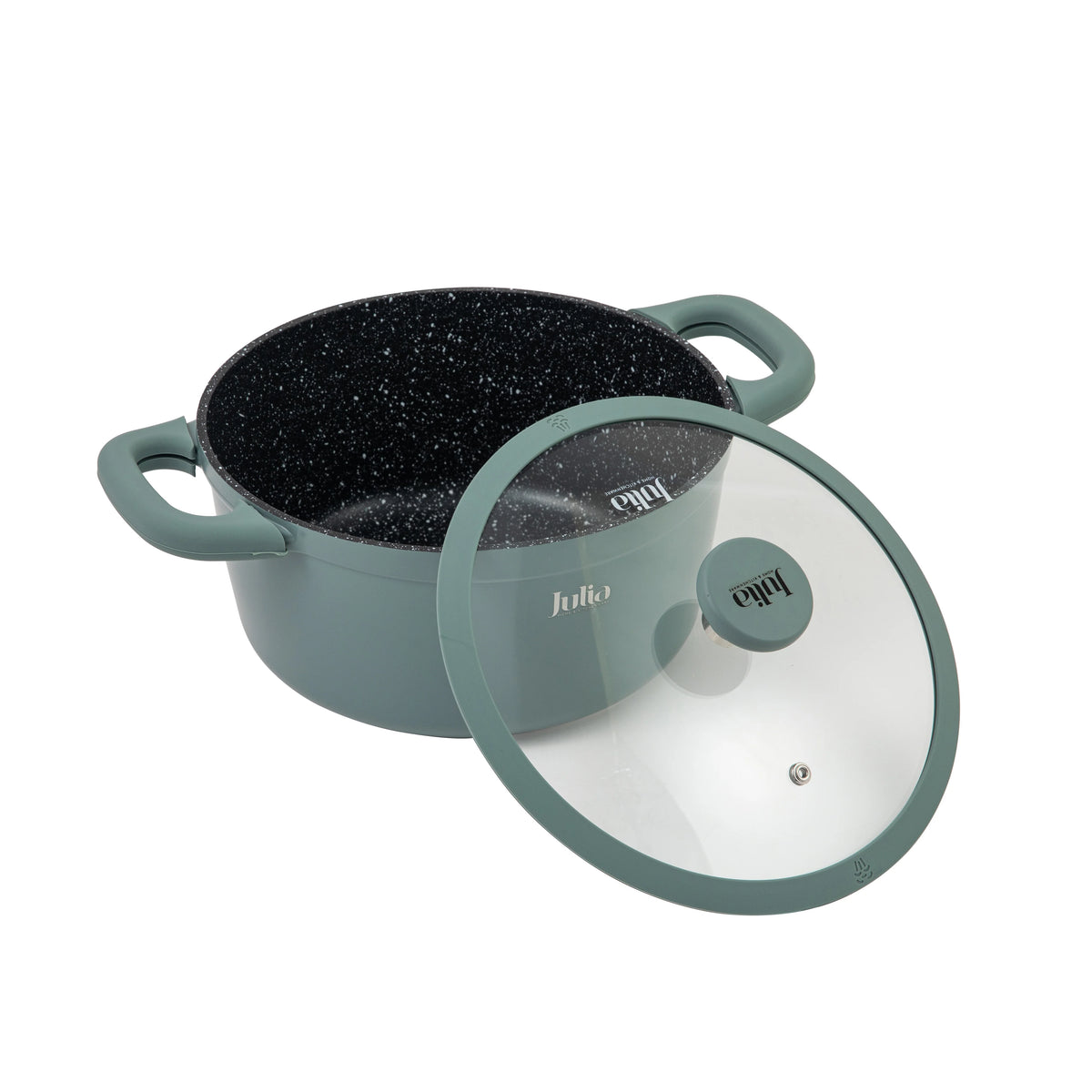 Julia Casserole Set 8Pcs - Green Teal - Durable Die-Cast Aluminum - Non-Stick