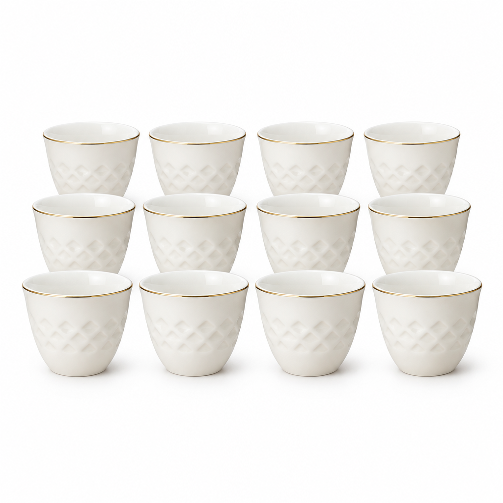 Germax Ceramic Cawa Cups 12-Piece Set - 80ml
