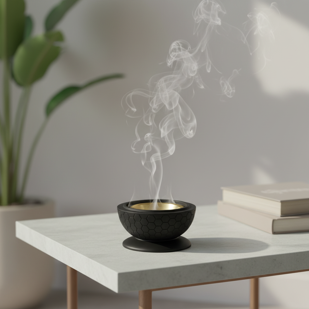 Radin Chalk Incense Burner - 12cm - Black / Brown / Silver