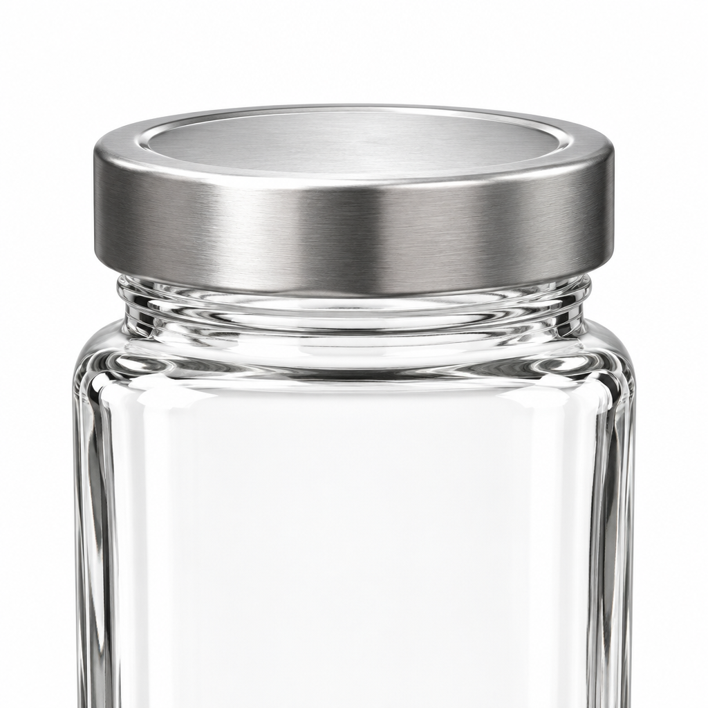 Beyti Clear Glass Jar with Silver Lid – 380ml