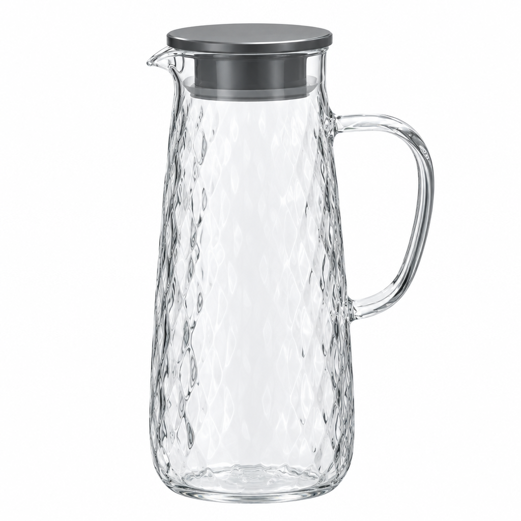 Diamonds Textured Glass Jug with Lid – 1.4 Litres