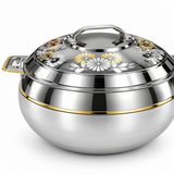 Ahrudh Zahr Stainless Steel Hotpot Silver & Gold - 2000ml