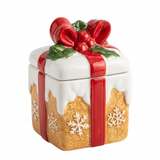 Ceramic Christmas Candy Jar with Lid - 10×9cm