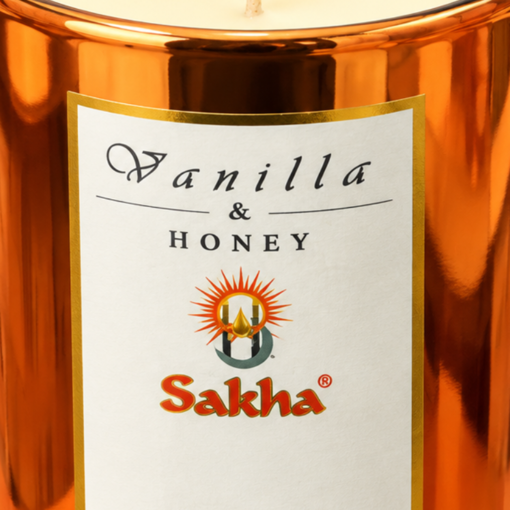 Sakha Vanilla & Honey Scented Candle in Glass Jar – 10×9cm