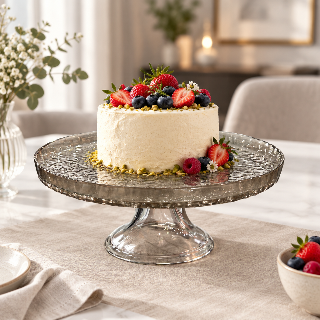 Danny Home Glass Footed Cake Plate - 21cm