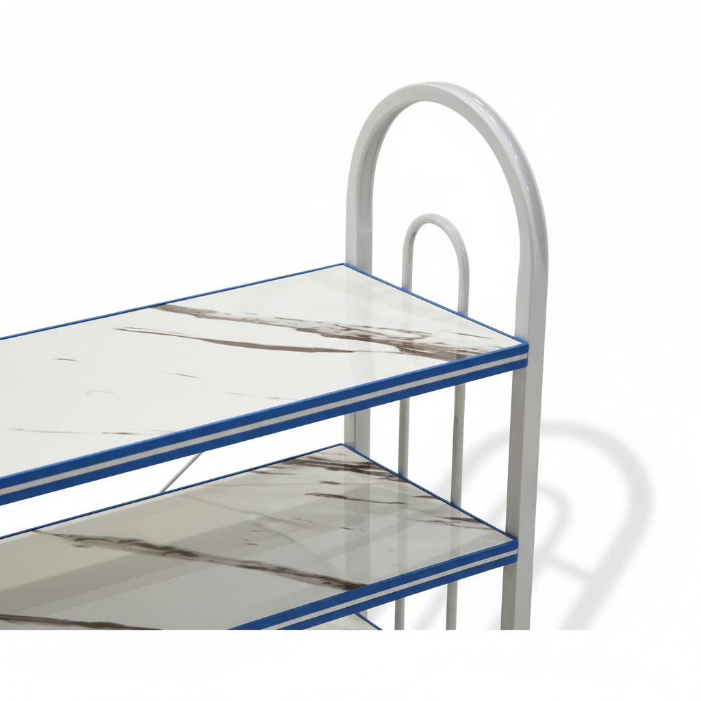 4-Tier Wooden and Metal Shoe Rack White - 60×50×20cm