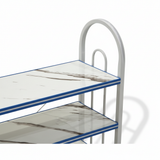 4-Tier Wooden and Metal Shoe Rack White - 60×50×20cm