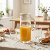 Ocean Glass Jug with Plastic Lid & Handle Cream - 1660ml