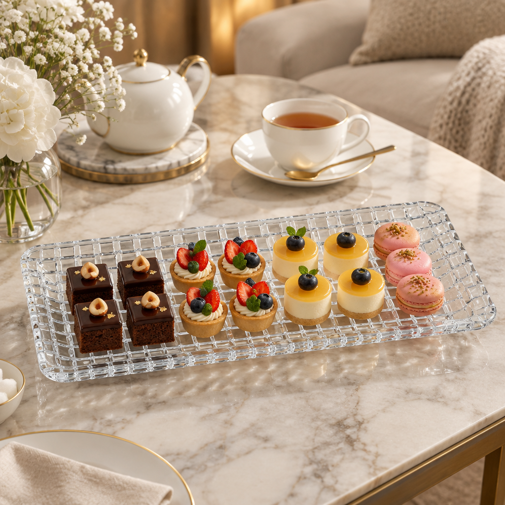 Glass Rectangular Serving Tray - 42×15cm