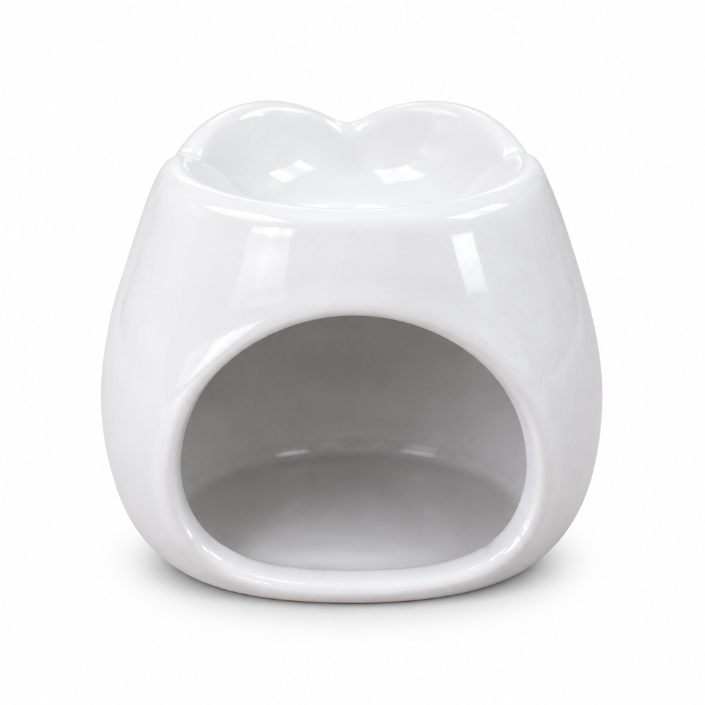 Ceramic Owl Oil Burner White  –  6cm